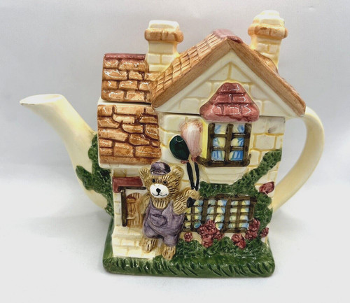 Novelty cottage teapot teddy - cottage,