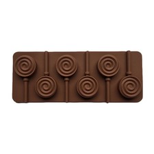 6-Cavity DIY Round Spiral Swirl Shape 3D Silicone Lollipop Mold Candy Chocolate