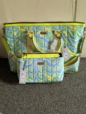 River Island Multicoloured Pattern Quilted Tote Travel Bag With A Make Up Bag.
