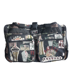 Vintage Tapestry Wheeled Duffel Travel Bag Hand Luggage American Uni Las Vegas,