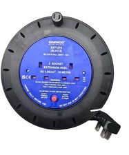 2 Way UK Plug 13amp Extension Reel with 10 Metre Cable - Blue