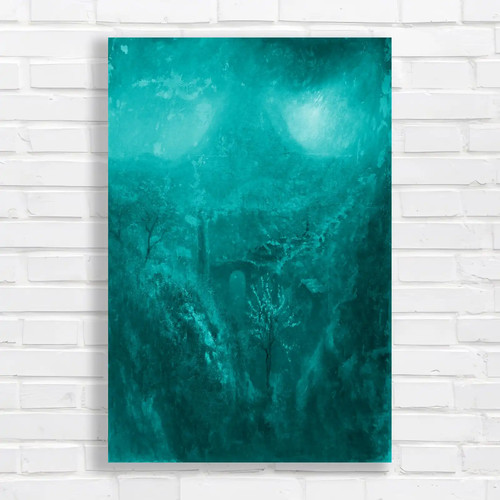 Misty mountain landscape teal - misty,