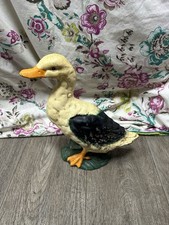 Vintage Antique Cast Iron Yellow Duck Duck Goose Figurine 30.5cm Tall Door Stop 
