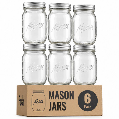 Mason jars 474ml 16oz glass - jars,