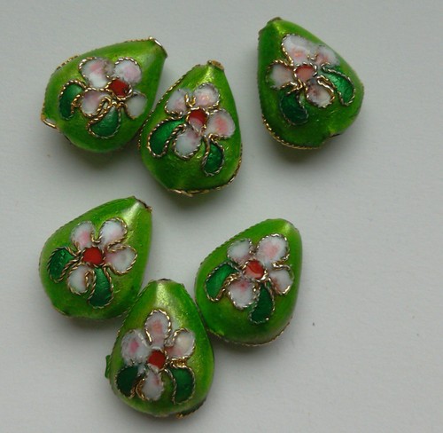 Cloisonne beads green - 6,