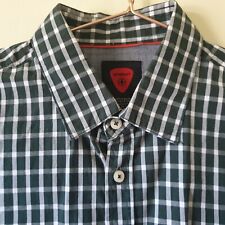 Strellson Green Check Shirt Sz S Cotton