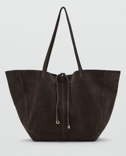 Suede shopper bag with - with, bow