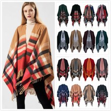 Women Fashion Ladies Knitted Open Poncho Cape Blanket Winter Tassels Wrap Shawl