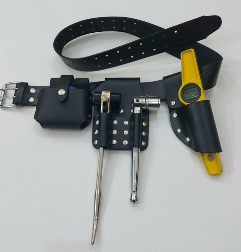 Scaffolding black leather belt - black,