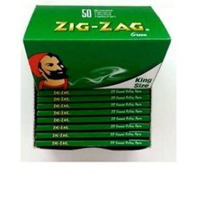 ZIG ZAG GREEN KING SIZE SLIM ROLLING PAPERS 5 BOOKLETS UK SELLER GENUINE.