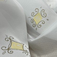 White Sheer Voile Fabric Gold