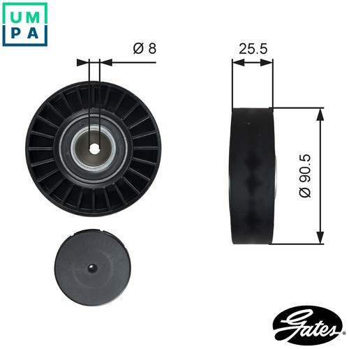 Deflectionguide pulley vribbed - deflectionguide,