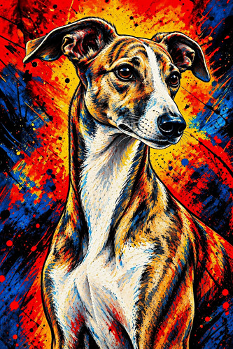 Whippet dog wall art print - whippet,