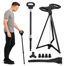 Walking Stick with Seat Foldable Shooting Stick for Adults Elderly 150kg Load