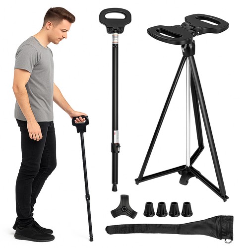 Walking stick with seat - with,