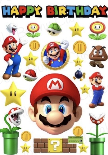 Mario edible cake toppers - edible, –