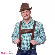 Adult 2-Piece Oktoberfest Braces + Brown Bavarian Hat Beer Festival Stag Parties