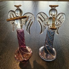 Set Of 2 Glass Angels Pink