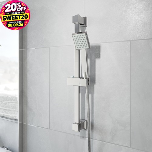 Chrome square shower - kit, head