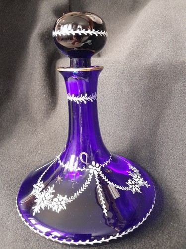 Bristol blue glass - , floral