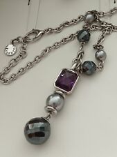 ?Ti Sento Necklace 925 Sterling Silver Purple Crystal And Grey Pendant Boxed?