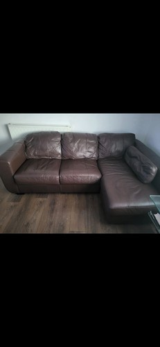Seater brown leather corner - 3,