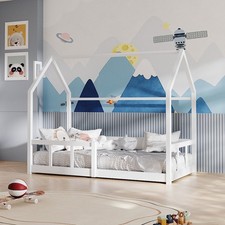 Solid Pine Wood Treehouse Single Bed Frame Kids Bed Child Floor Bedframe Bedroom