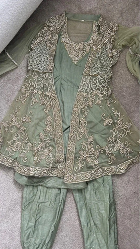 Sage green hand beaded - sage,