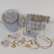 JOB LOT x 35 Gold Tone Mixed Costume Jewellery Bundle Necklace Earrings Bracelet