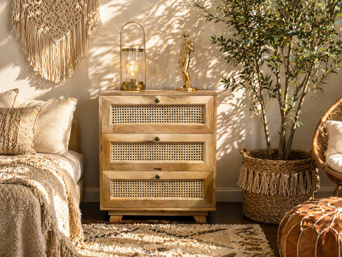 Boho style rustic rattan chest - boho,