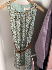 Louche Joy The Store Dona Butterfly Dress Green Yellow Summer Size 8 Belted Tan