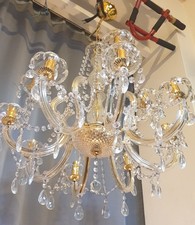 Lovely Vintage Large Crystal & Brass 12 Bulb Arm Marie Therese Chandelier