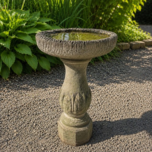 Vintage cast stone bird bath - cast,