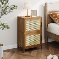 Bamboo Wooden Bedroom Bedside Cabinet Furniture Storage Nightstand Side Table UK