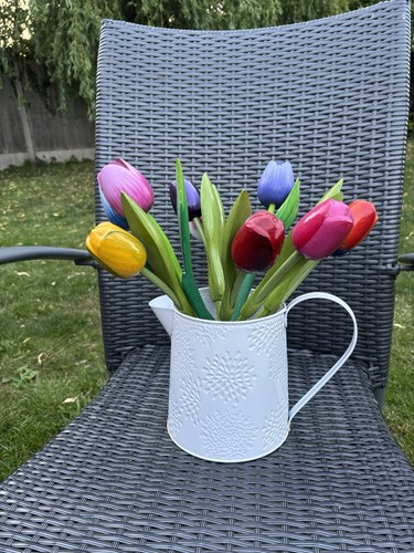 Rustic shabby metal vase - rustic,