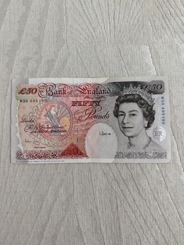Old british bank note 50 - bank,