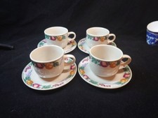 4 X Cup And Saucer Sets Crown Dynasty Fruits