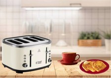 Russell hobbs Stylevia  4 slice toaster Defrost Wide Slots Blue LED 26291 Cream
