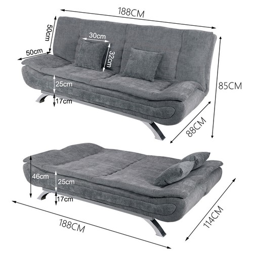 Large grey fabric seater - grey,
