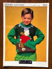 Hayfield 00821 knitting pattern child DK sweater with Rupert Bear intarsia motif