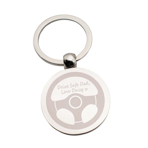 Engraved chrome keyring with - chrome,