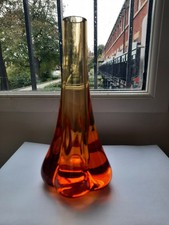 Whitefriars Amber Lead Crystal Glass 'Elephant Foot' Vase Geoffrey Baxter #9728