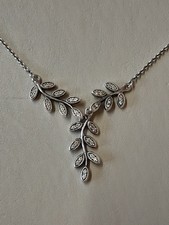 PANDORA Shimmering Leaves Collier Necklace Sterling Silver & Cubic Zirconia 45cm