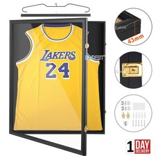 80*60cm Frame For Signed Football Shirt Black Wood Frame Black Mount DIY 2 Locks