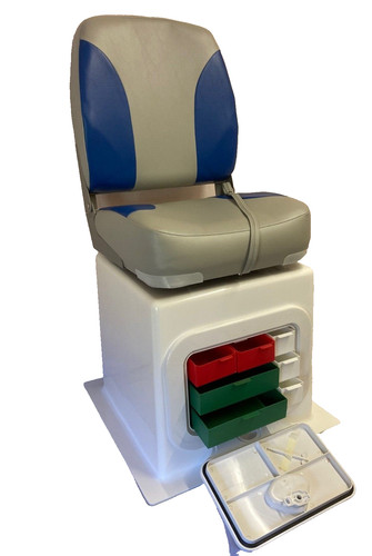 Blue grey folding boat seat - blue,