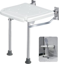 Nisorpa Folding Wall Mounted Shower Seat with Non-Slip Feet - White