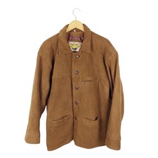 Vintage Mens Brown Tan Suede Leather Jacket Size XL