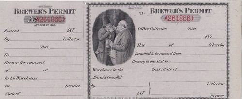 1870 brewers permit - 1870's,