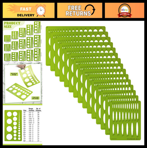 Piece ellipse template set - 15-piece,