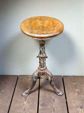 Vintage Industrial Antique Cast Iron and Elm Stool